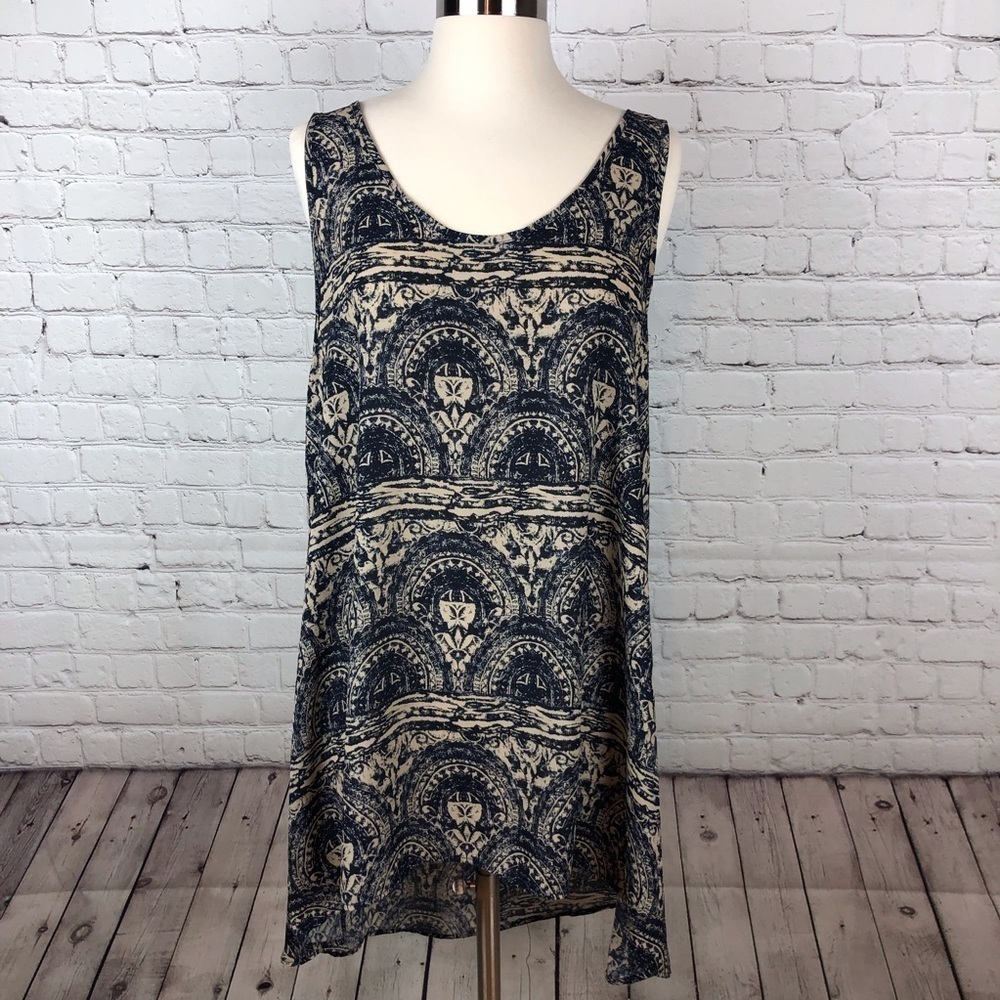 Painted Threads Blck&Tan Sleeveless Tunic Top Sz L